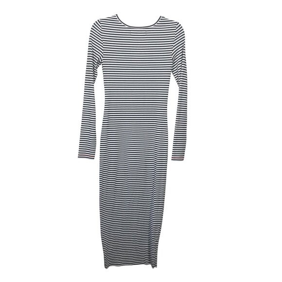 FP Beach Black and White Striped Dress SZ S Long Sleeve V Neck Henley - Picture 6 of 9
